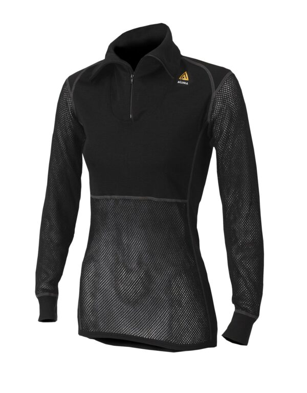 Aclima-WoolNet Polo Zip Trøye Dame Sort-101636-Sporten Bagn-2